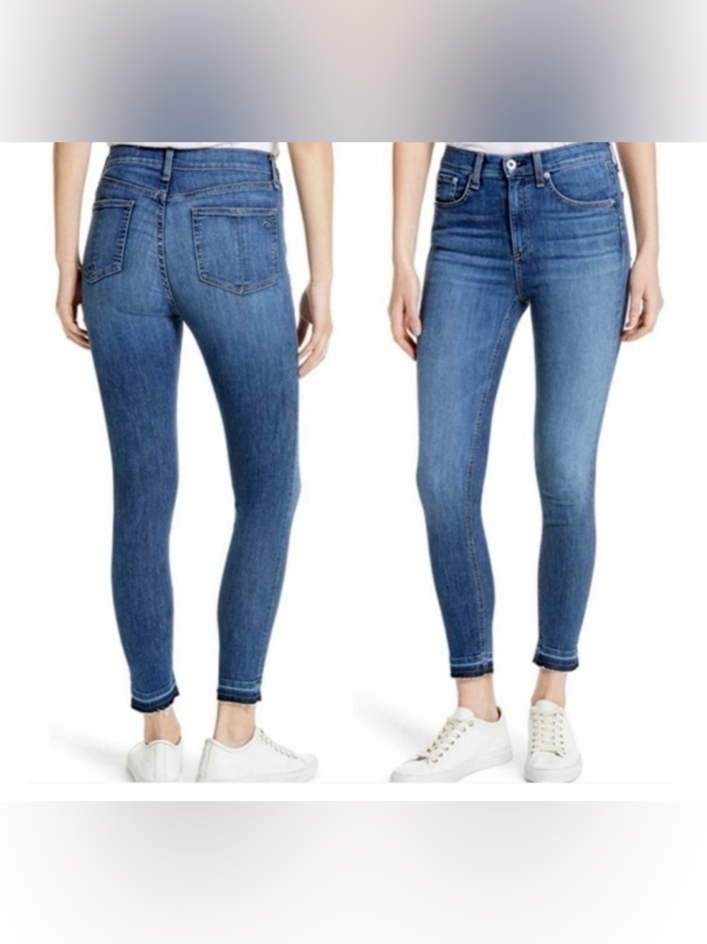 Rag & Bone High Rise Ankle Skinny Raw Hem Clean Lily Dale Wash Jeans Size 27